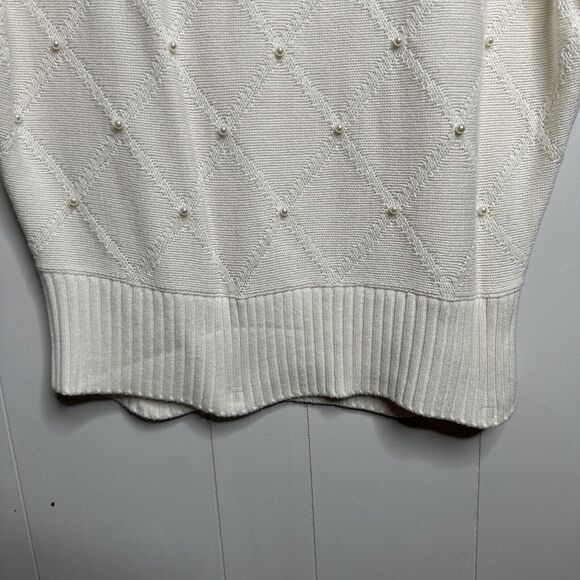 New York & Company Women's Plus Size XXL White Ivory Sweater Dress Pearl Accent - Picture 5 of 9